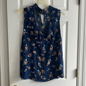 Perch floral halter choker style blouse top 3X